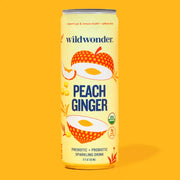 Peach Ginger Sparkling Prebiotic + Probiotic Drink by Wild Lark