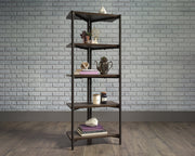 North Avenue Bookcase Corner Five Shelf Smoked Oak Finish by Homeportonline