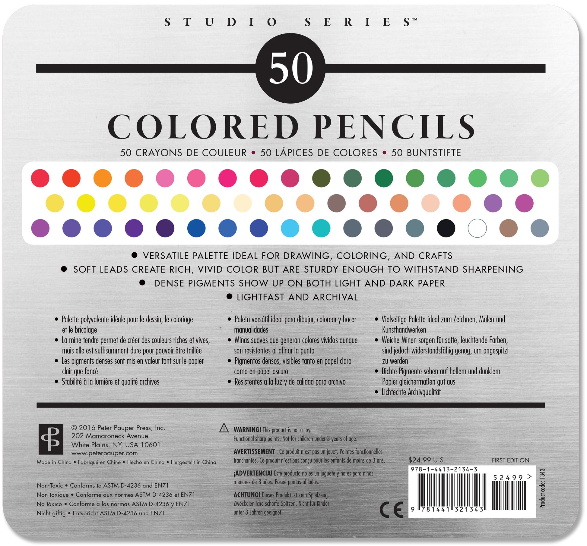 Art Center Colored Pencil Set 50 Piece in Storage Tin by Homeportonline