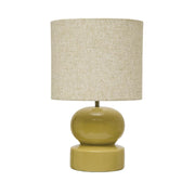 Lamp Tabletop Ceramic Celery Green Linen Shade by Homeportonline