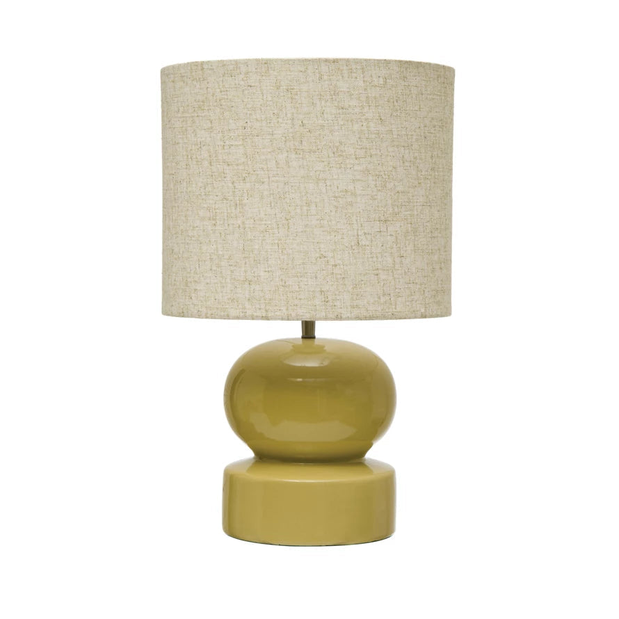 Lamp Tabletop Ceramic Celery Green Linen Shade by Homeportonline