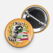 Bookish Raccoon Pinback Button - 1.75" Button