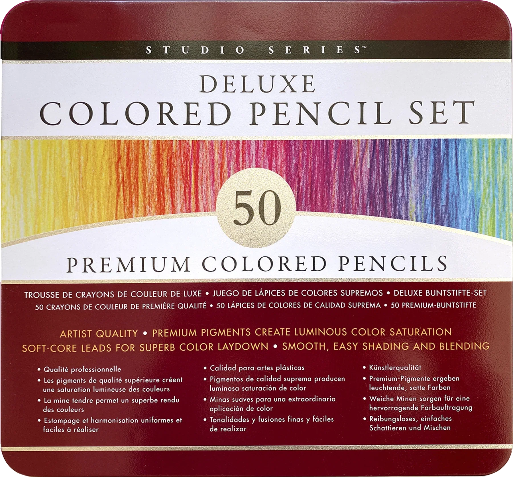 Art Center Colored Pencil Set 50 Piece in Storage Tin by Homeportonline