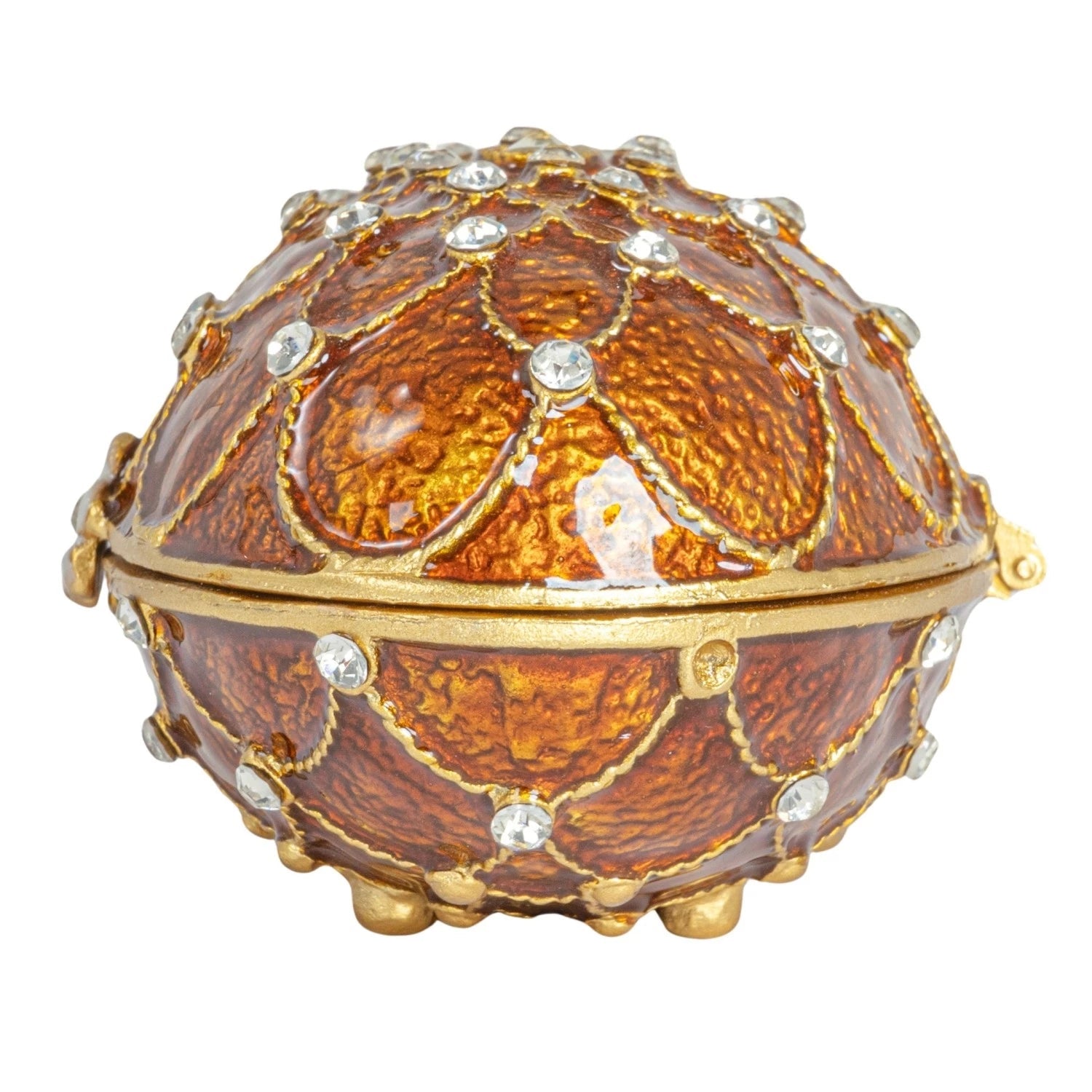 Trinket Box Enameled Metal Egg 3.5"l x 2.25"h by Homeportonline