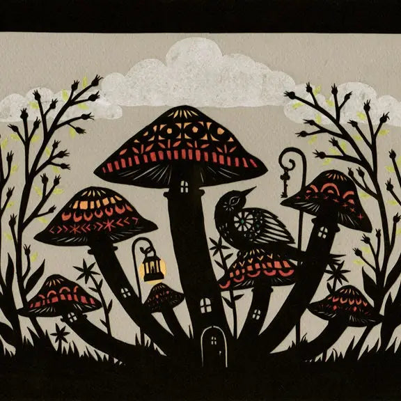 Rain Shelter - Cut Paper Art Print by Wild Lark