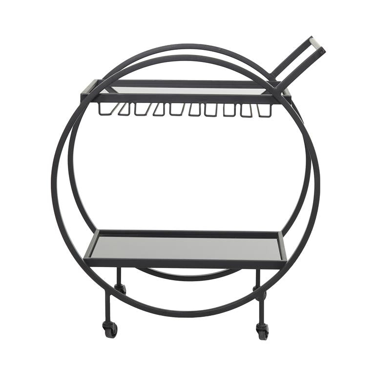 Black Metal Rolling 2 Mirrored Shelf Bar Cart by Homeportonline