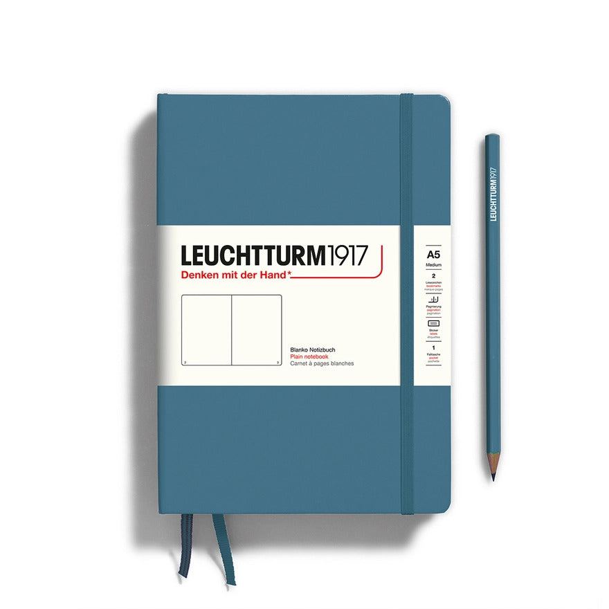 Notebooks - Medium (A5) Stone Blue Hardcover Plain by Homeportonline