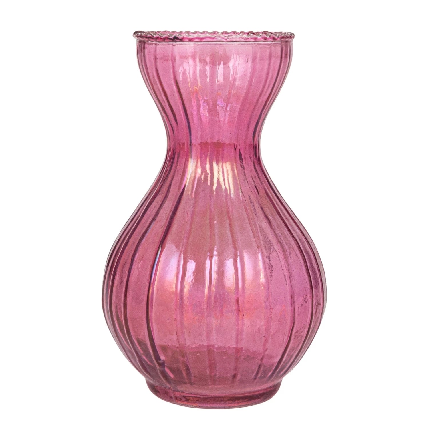Vase Debossed Glass Purple Small 4.25" High by Homeportonline