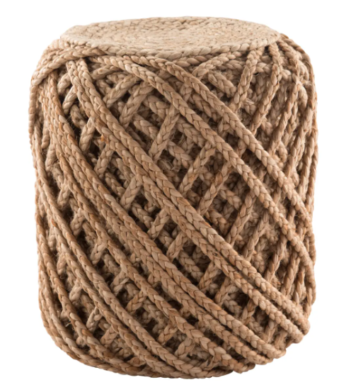 Guna Scandinavia Pouf Tan Braided 100%Jute by Homeportonline