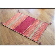 Rug Braided Tonal With Tassels Red 2'x3' by Homeportonline
