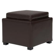 Cameron Leather Storage Ottoman Brown Leather Black Legs & Tray by Homeportonline