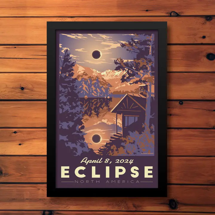 Solar Eclipse Vintage Travel Poster | 2024 Totality Art by Wild Lark