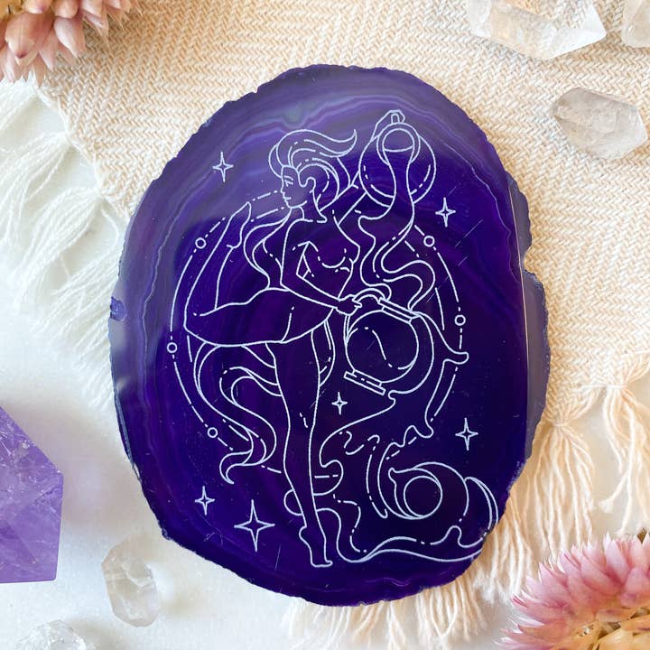 Zodiac Symbol Agate Slices Astrology Sign Horoscope