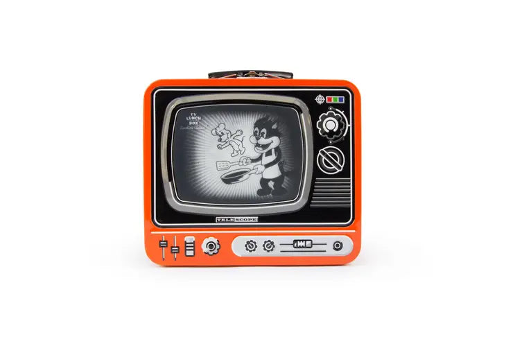 Tin Lunch Box - Retro TV Cartoon Orange by Homeportonline