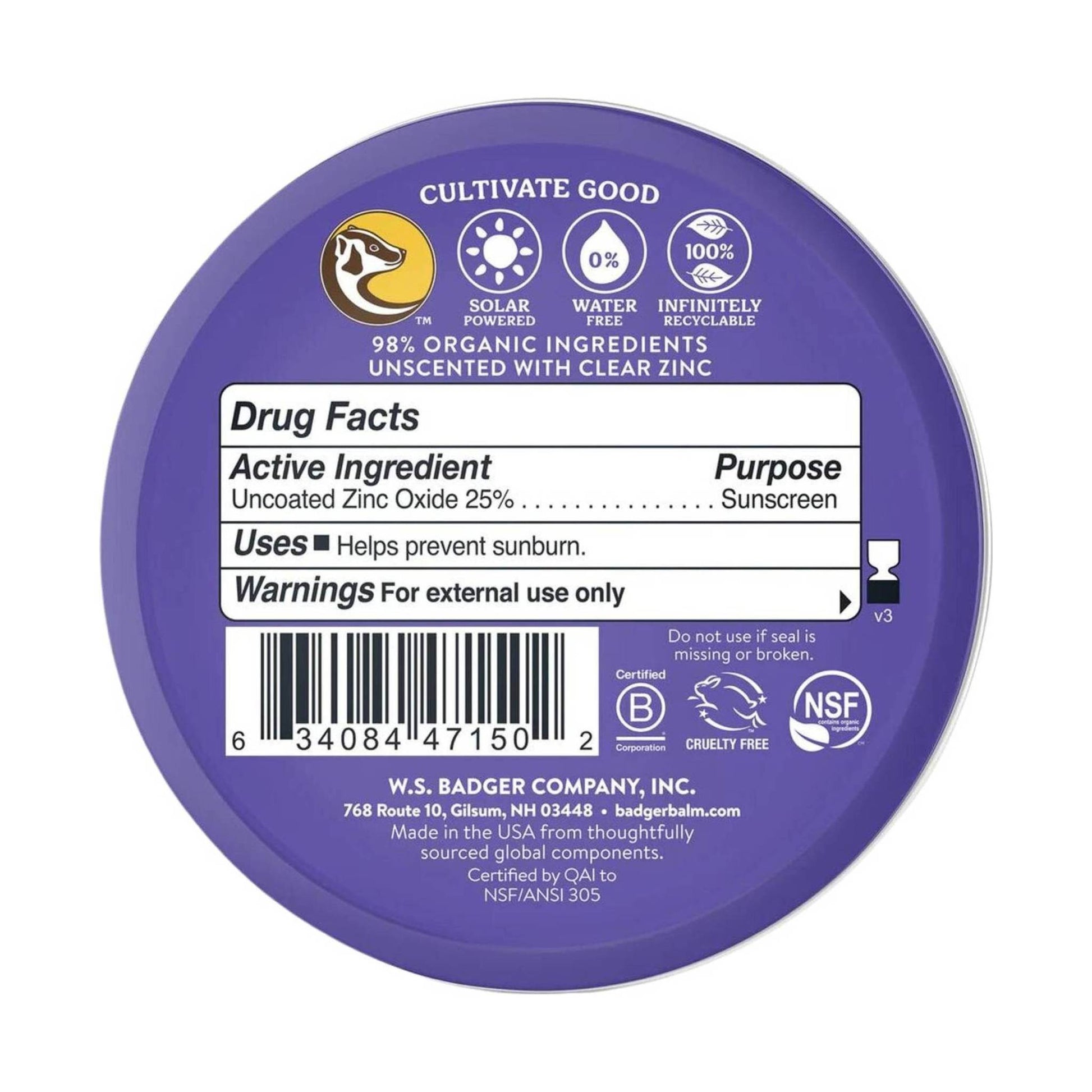 Badger Adventure Sport Mineral 2.4oz Sunscreen Tin SPF 50 by Lenny's Shoe & Apparel