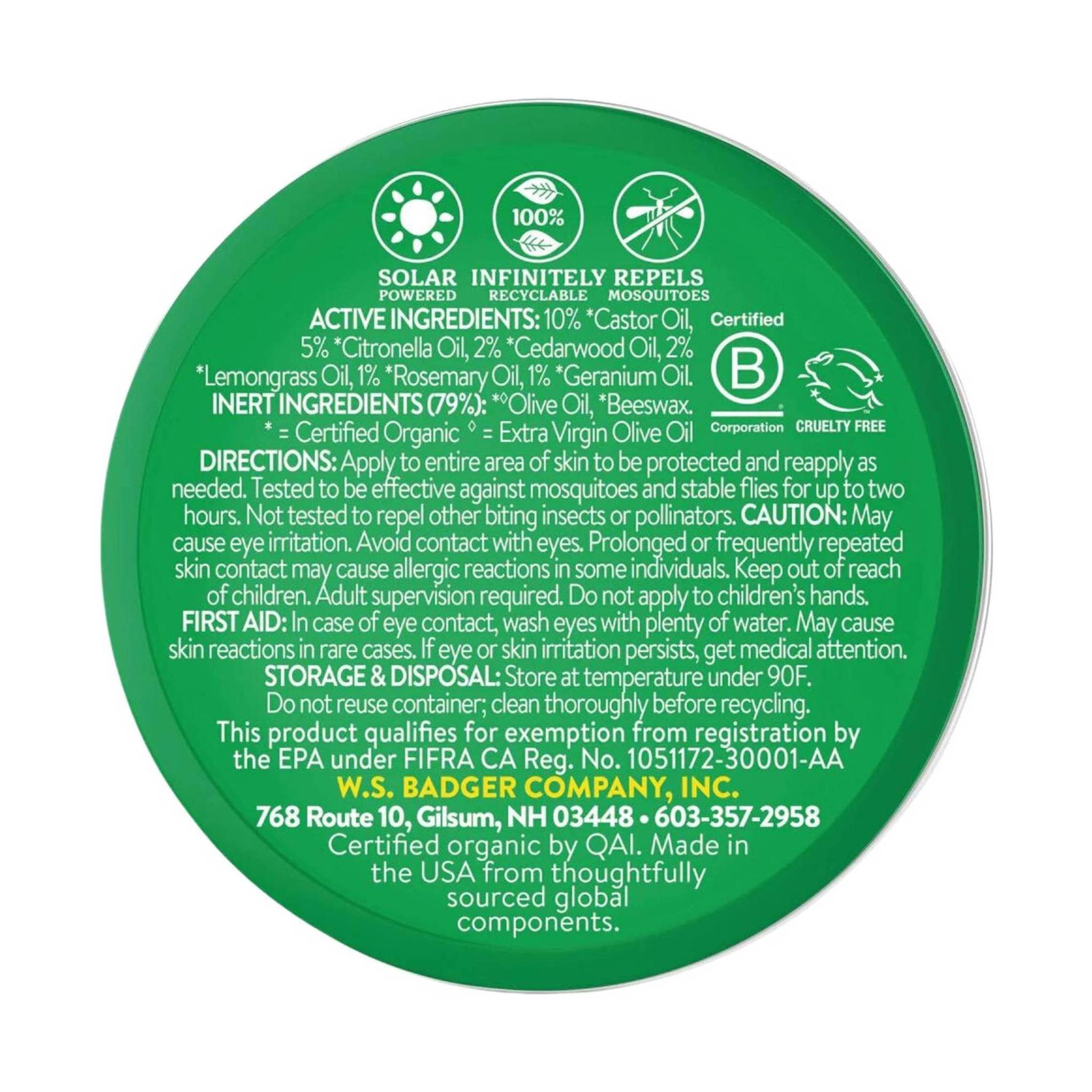 Badger Bug Repellent Balm 2oz Tin by Lenny's Shoe & Apparel