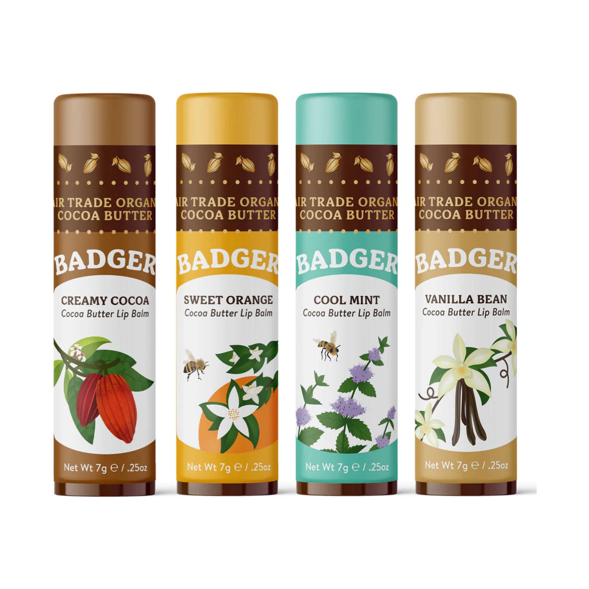 Badger Cocoa Butter Lip Balm 4-Pack - Brown Box by Lenny's Shoe & Apparel