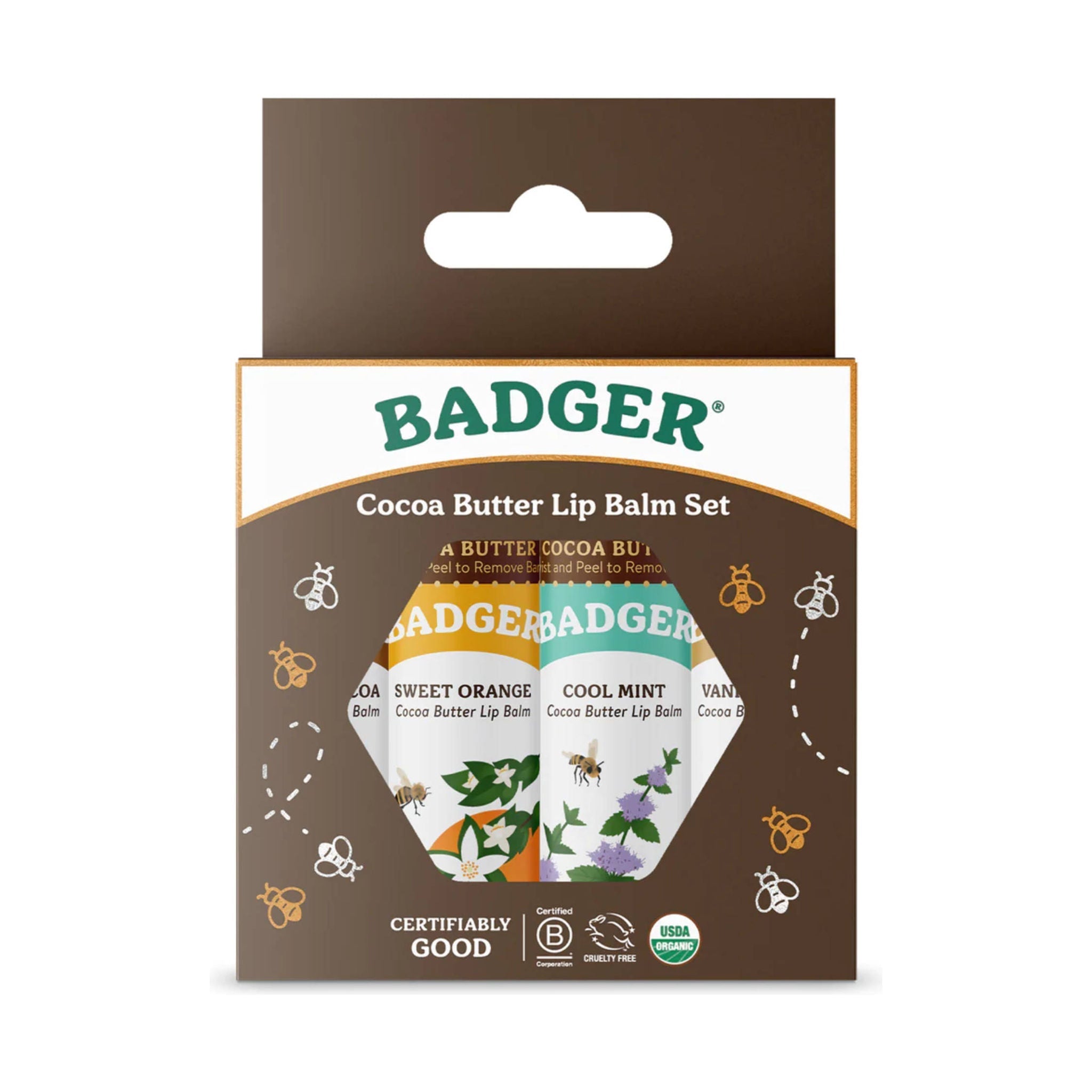Badger Cocoa Butter Lip Balm 4-Pack - Brown Box by Lenny's Shoe & Apparel