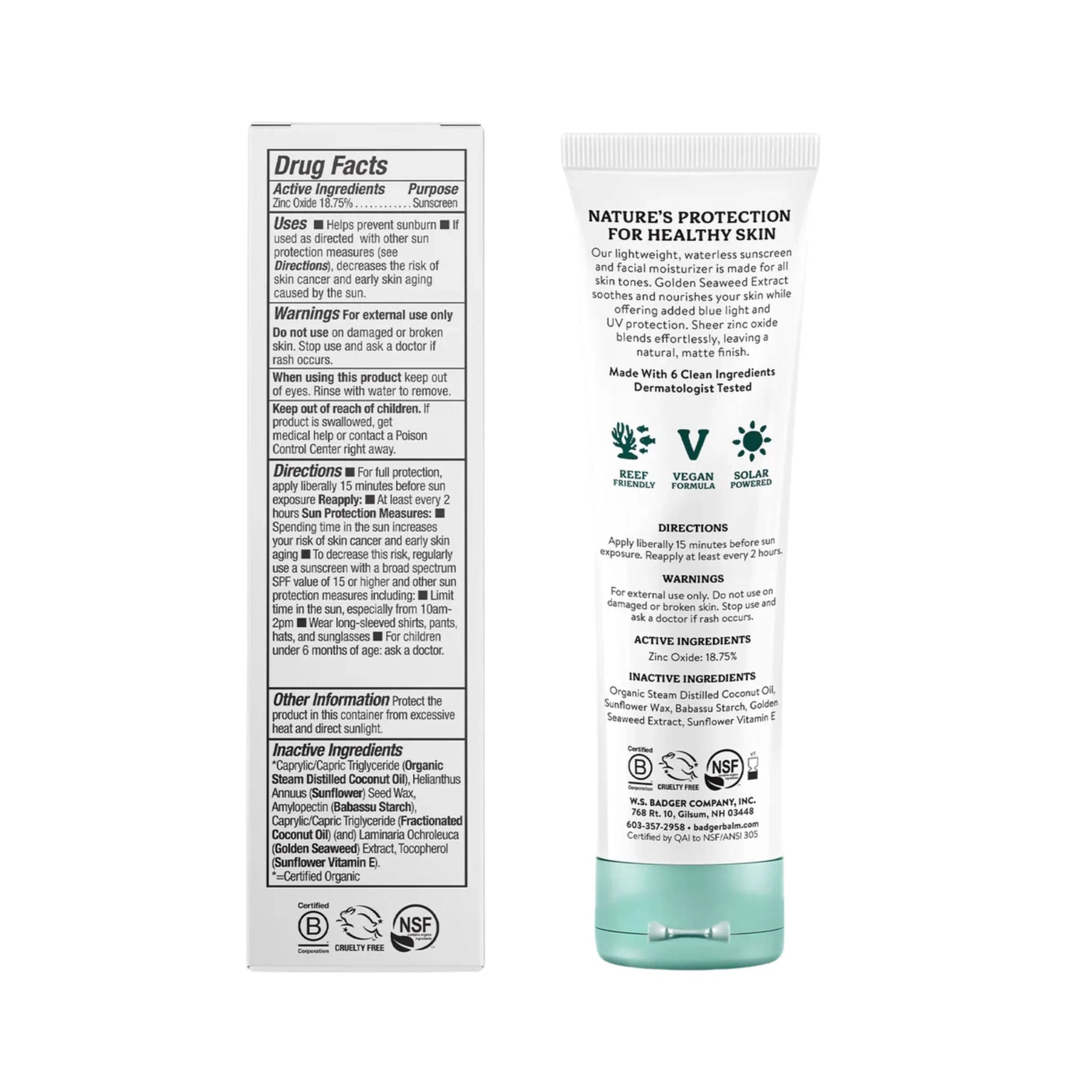 Badger Face Mineral Sunscreen 1.7oz SPF 30 by Lenny's Shoe & Apparel