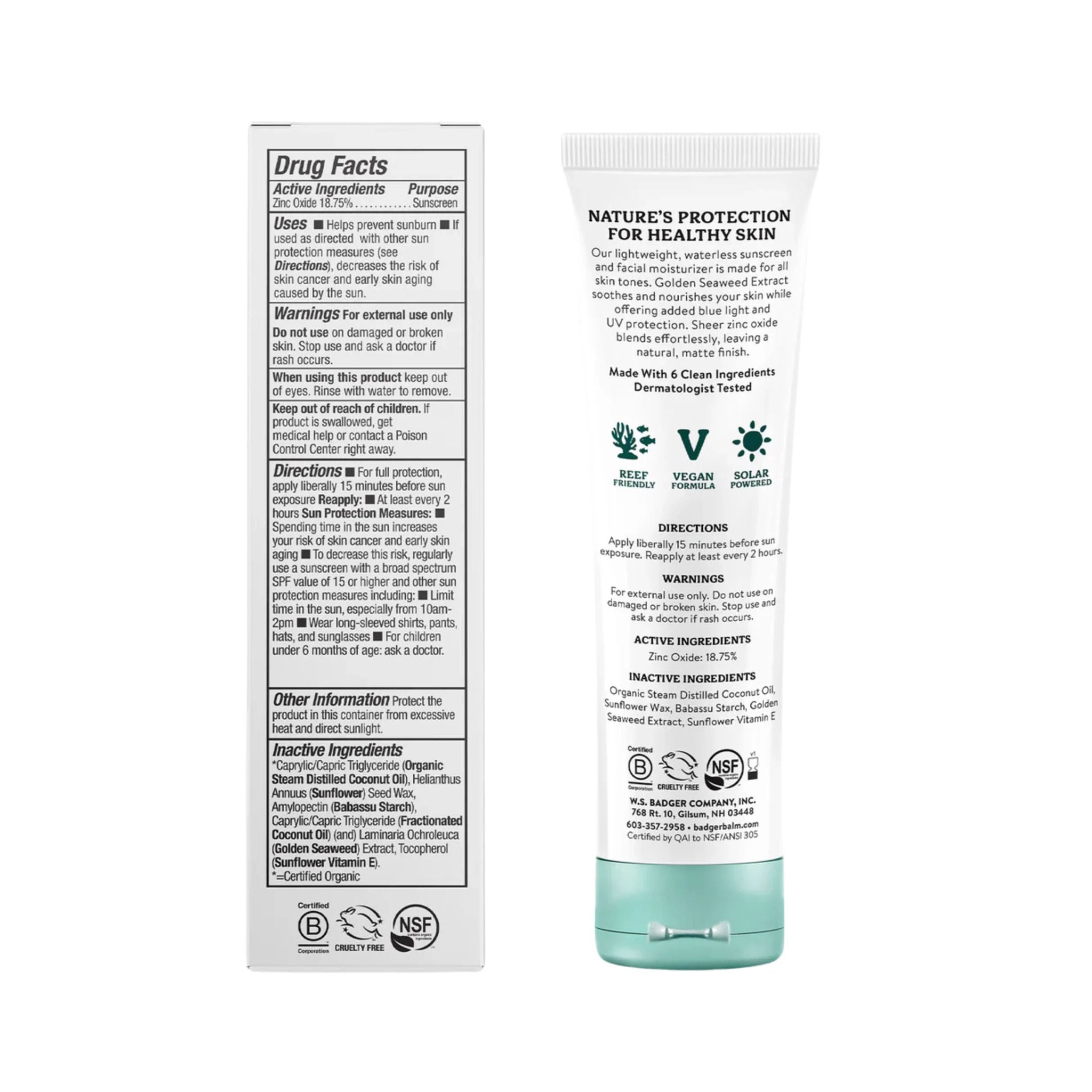 Badger Face Mineral Sunscreen 1.7oz SPF 30 by Lenny's Shoe & Apparel