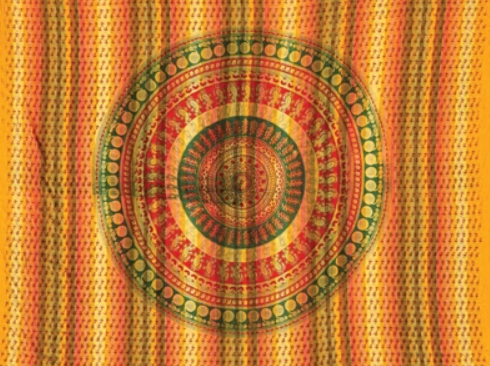 Tapestry Single Size Overprint Madras Bagru Yellow by Homeportonline