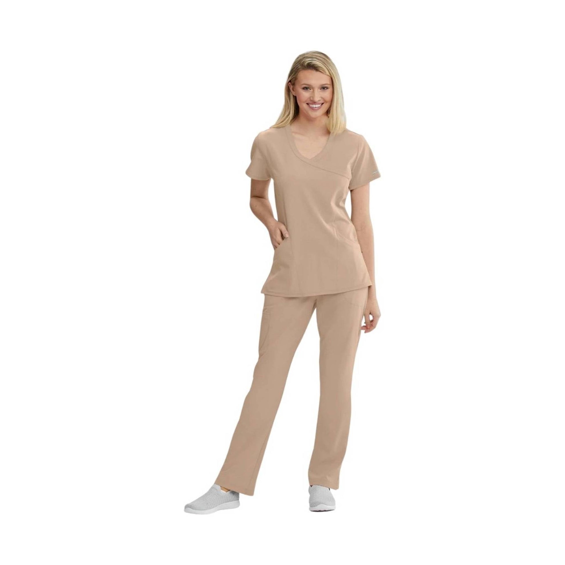 Barco Women's 3 Pocket Reliance Scrub Top - New Khaki by Lenny's Shoe & Apparel