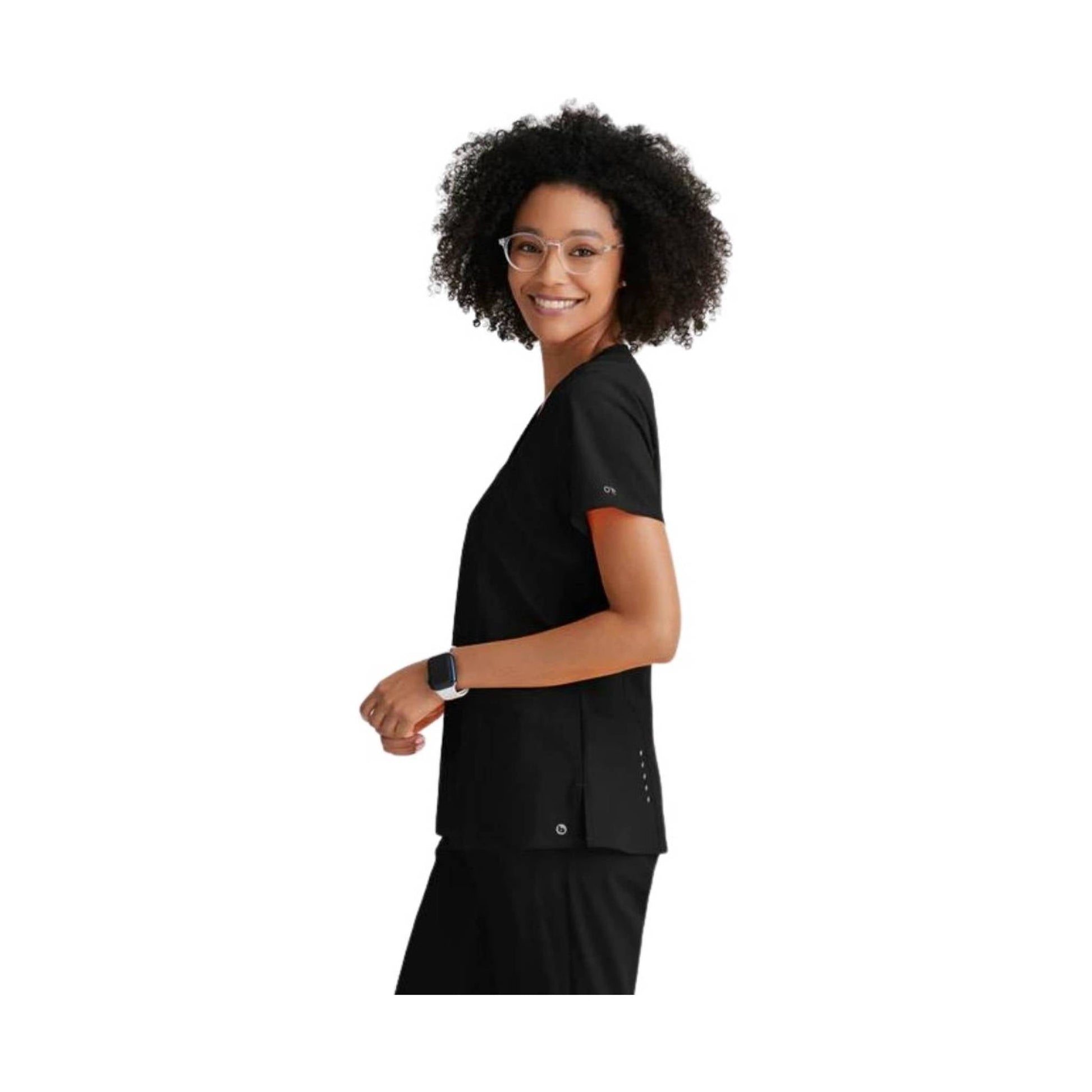 Barco Women's Racer Scrub Top - Black by Lenny's Shoe & Apparel