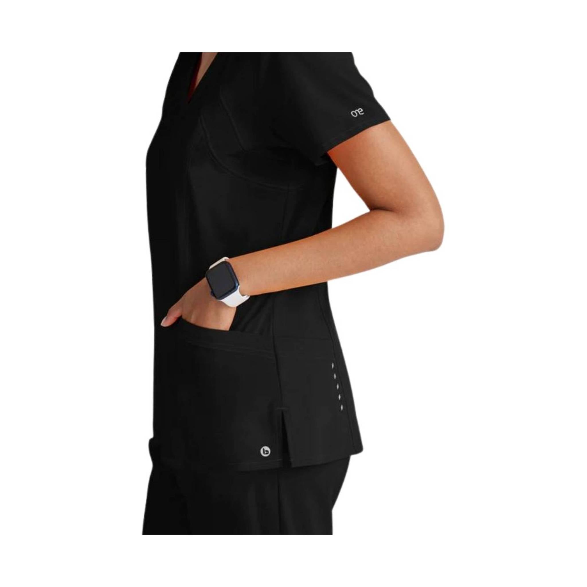 Barco Women's Racer Scrub Top - Black by Lenny's Shoe & Apparel