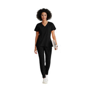 Barco Women's Racer Scrub Top - Black by Lenny's Shoe & Apparel