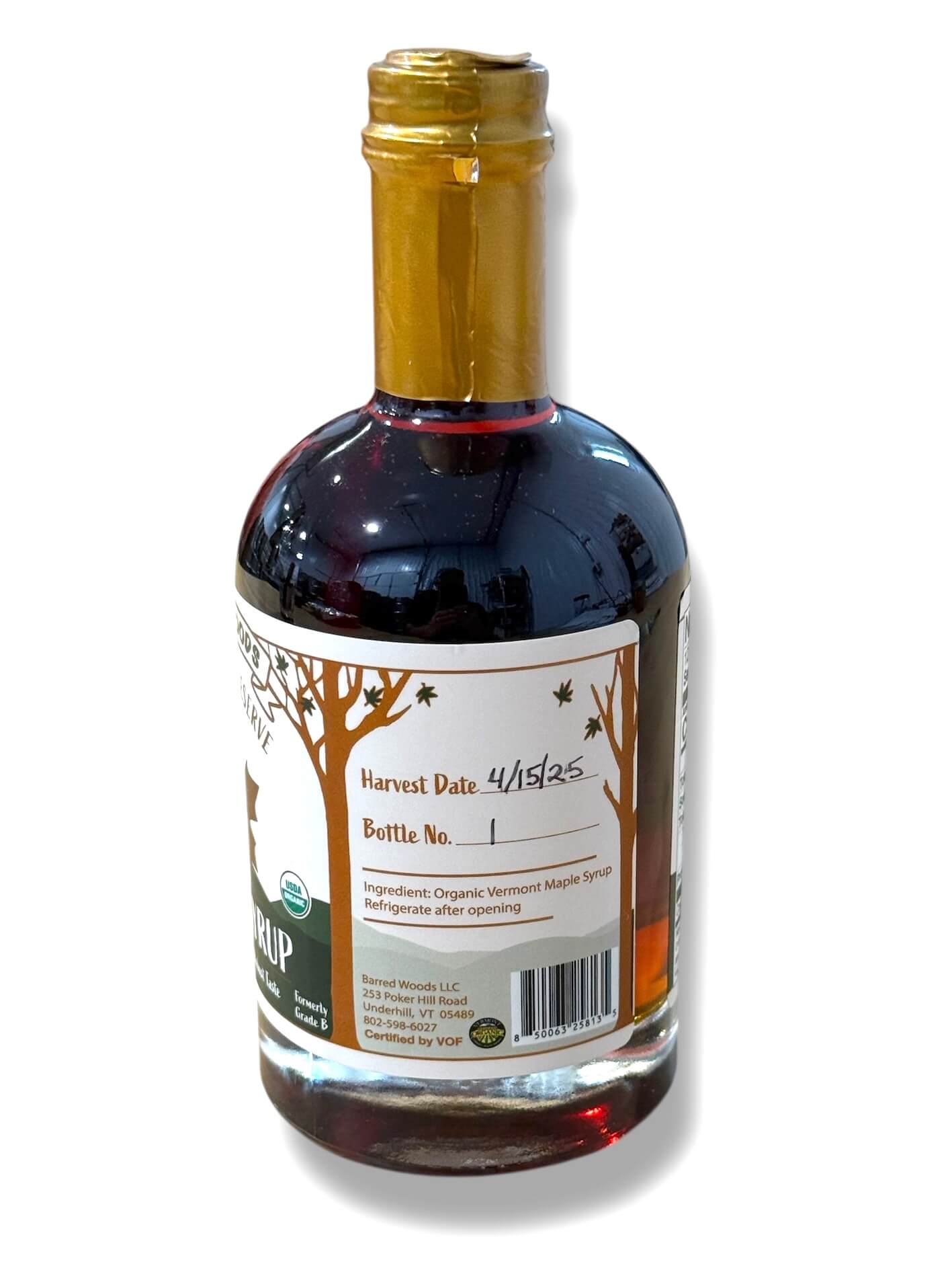 2025 Dark Reserve Organic Vermont Maple Syrup by Barred Woods Maple