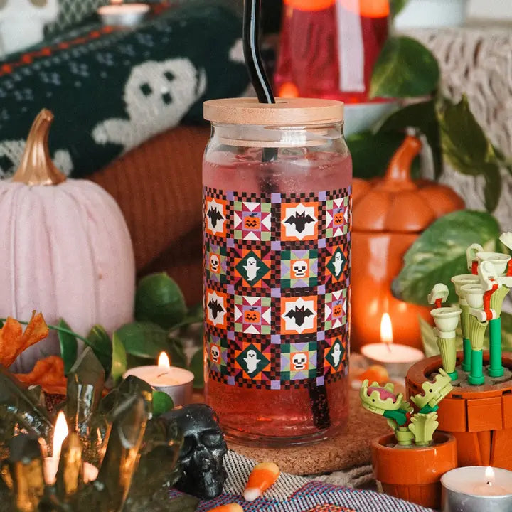 Spooky Garden 20 oz. Can Glass| Cozy Halloween vibes
