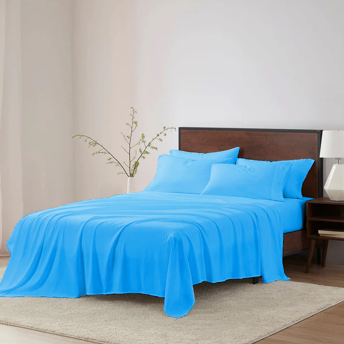 Queen Sheet Set Microfiber 1800 Series Brights Beach Blue by Homeportonline