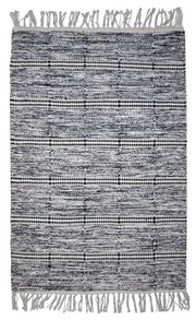 Stria Rag Rug Cotton Black & White 24" x 72" by Homeportonline