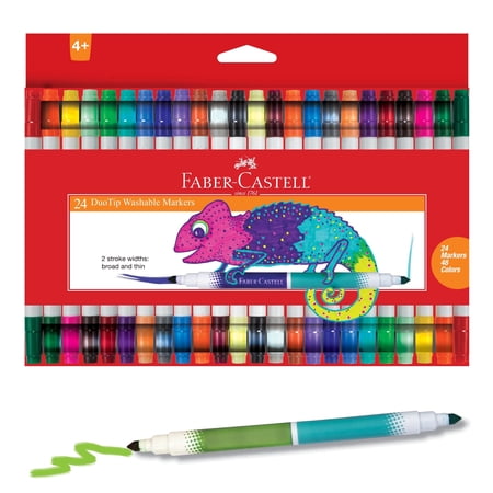 Faber-Castell DuoTip Washable Markers - 24 Markers  48 Colors
