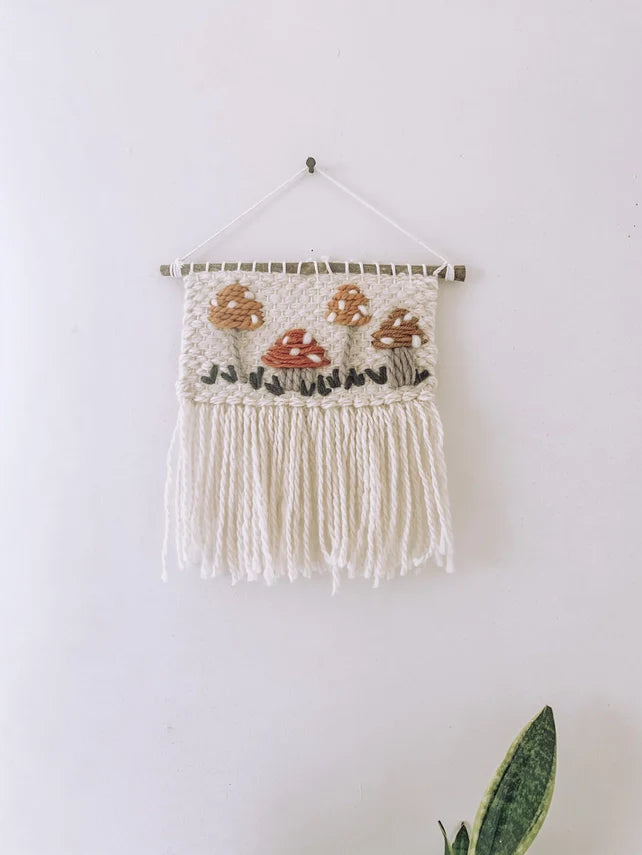 Handmade Woven Wall Hanging Decor - Mushroom Design