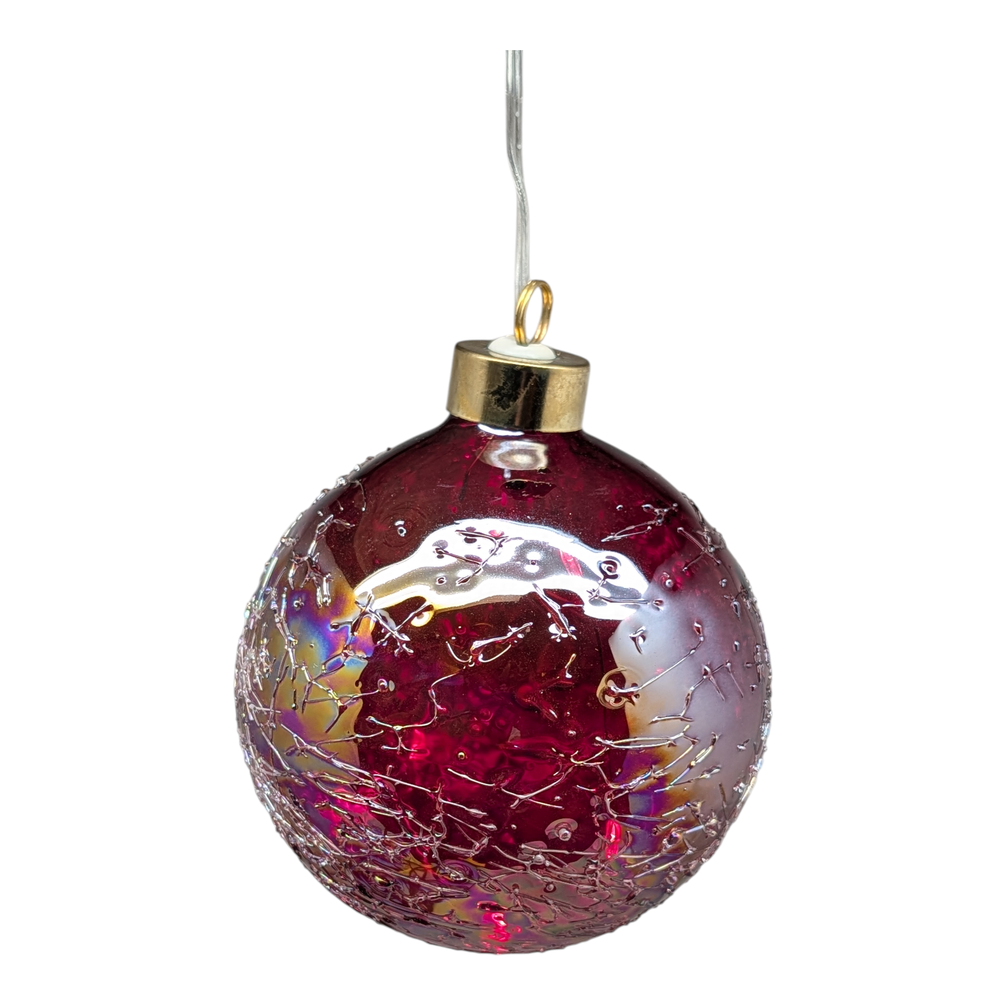 100MM USB Lighted Glass Ball Ornament - Red