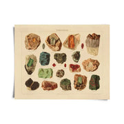 Vintage Minerals Crystals Gemstones Print