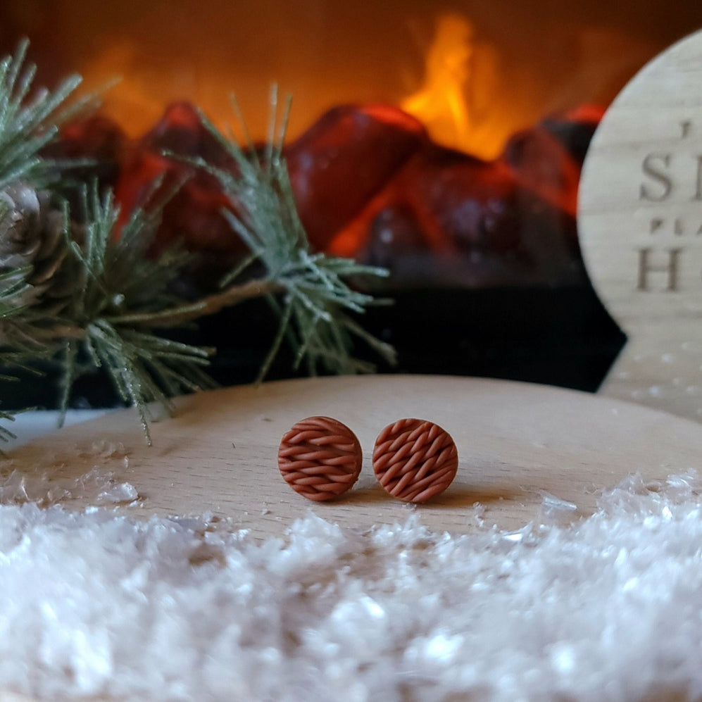 Knitted Sweater Clay Stud Earrings