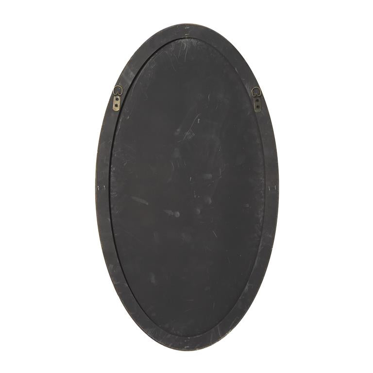 Black Wood Oval Shaped Wall Mirror by Homeportonline