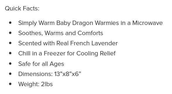Warmies Dragon Baby Rainbow by Homeportonline
