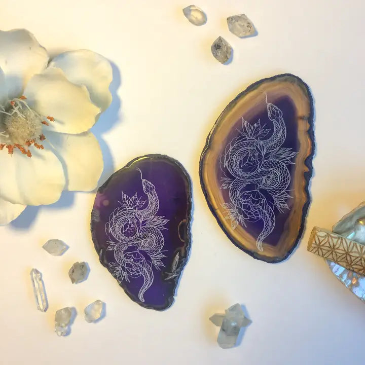 "Cosmic Serpent" Floral Snake Agate Slice