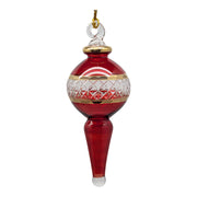 Lattice Glass Ornaments With Gold Accents - Red Ball with Finial