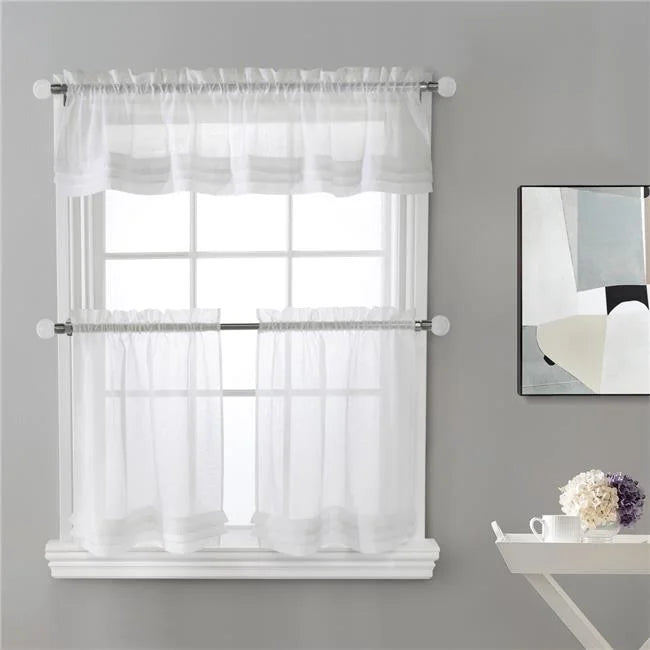 Cote D'Azure Tier Set Cafe Curtain Pair & Valance 52"w x 24" Long (Total For Tier Pair) by Homeportonline