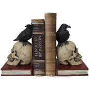 DWK Skull with Raven Decorative Bookends - 8.5
