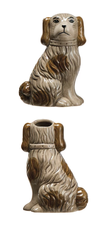 Vase Stoneware Vintage Reproduction Dog Brown 6"h (Sold Individually) by Homeportonline