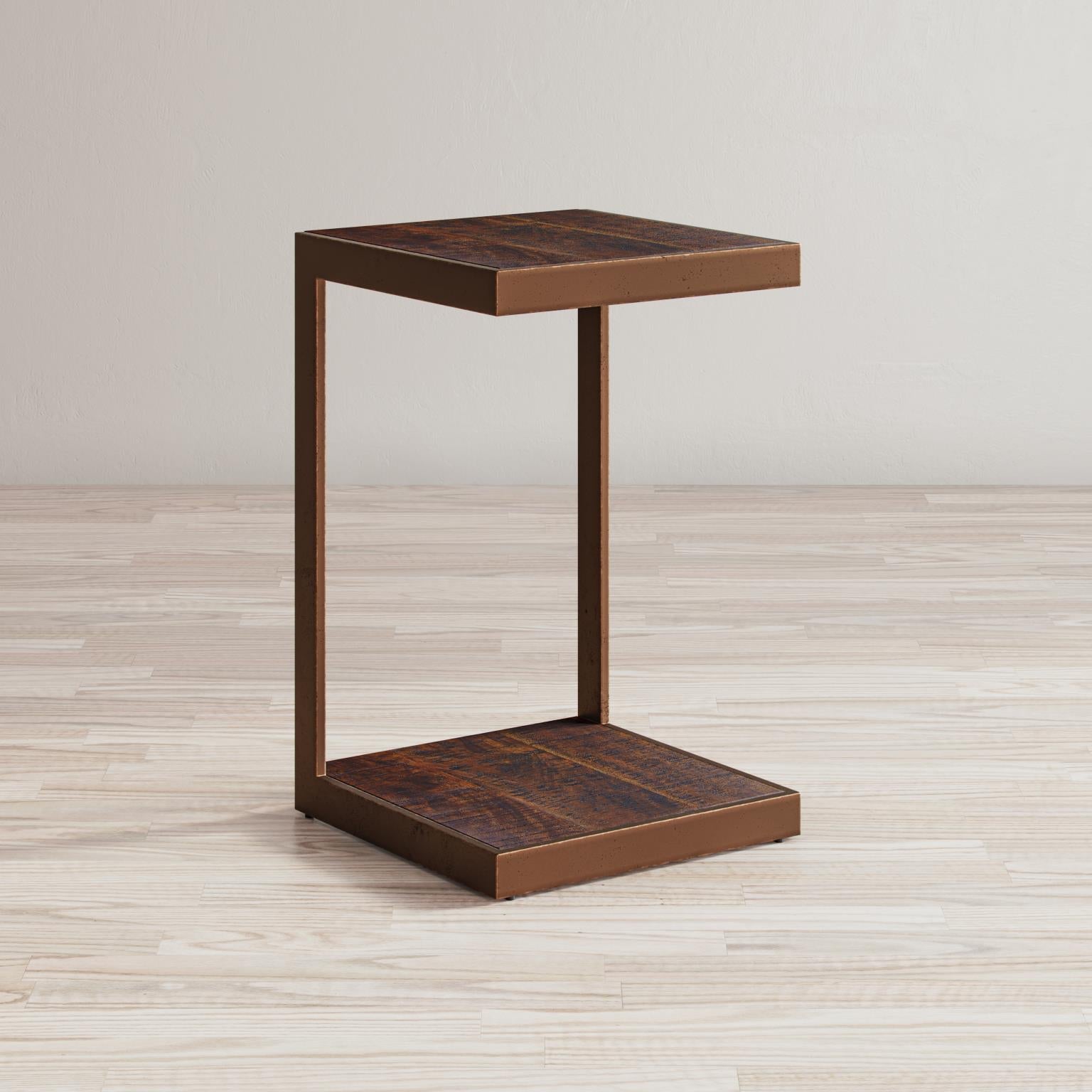 Stella C Table Chestnut Acacia Wood & Burnished Copper by Homeportonline