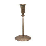 Candle - Hand-Forged Hammered Metal Taper Holder, 4" Round x 8-3/4"H by Homeportonline
