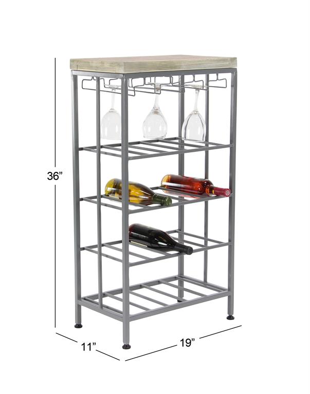 Grey Metal Contemporary Standing Wine Rack by Homeportonline