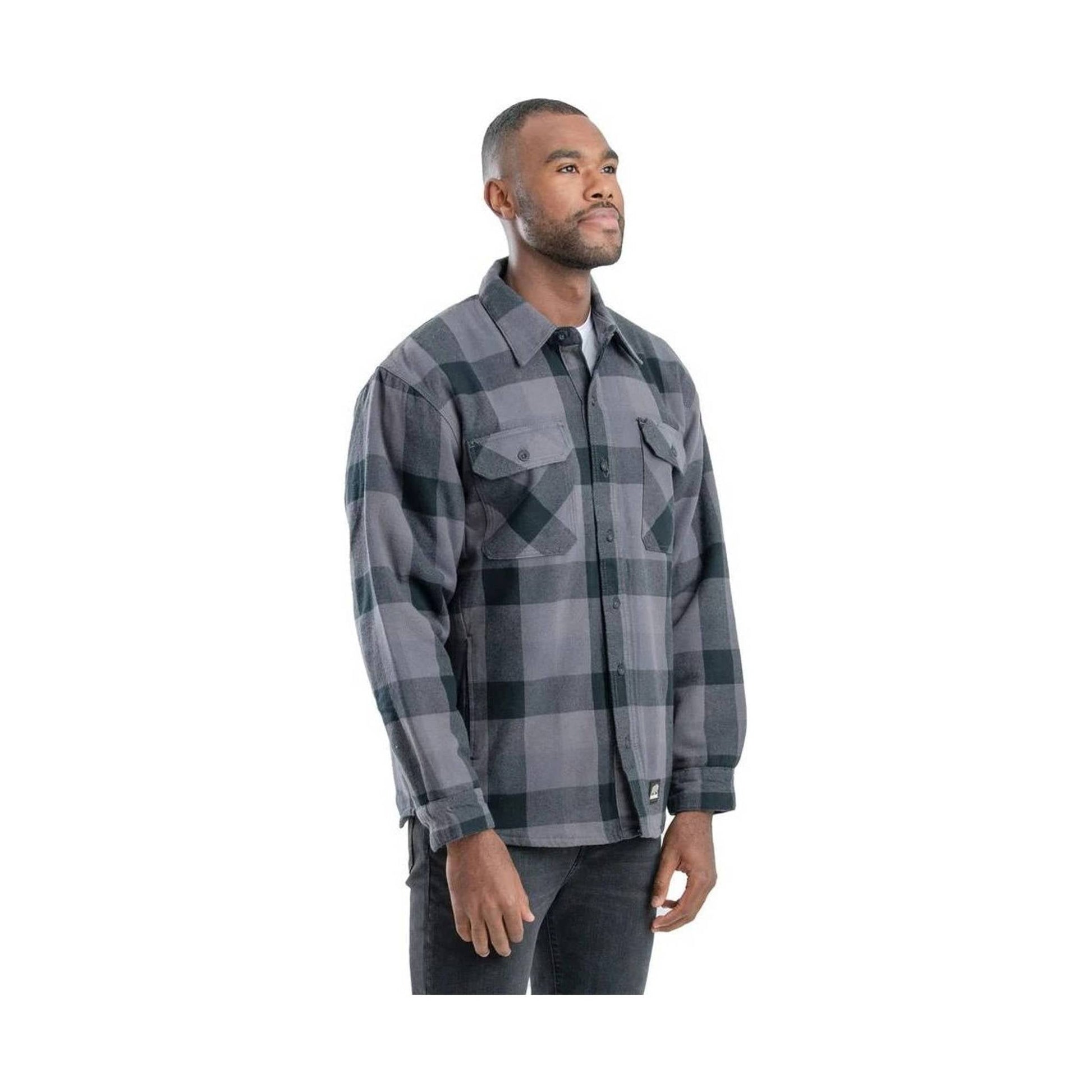 Berne Men's Flannel Shirt Jac - Plaid Slate by Lenny's Shoe & Apparel