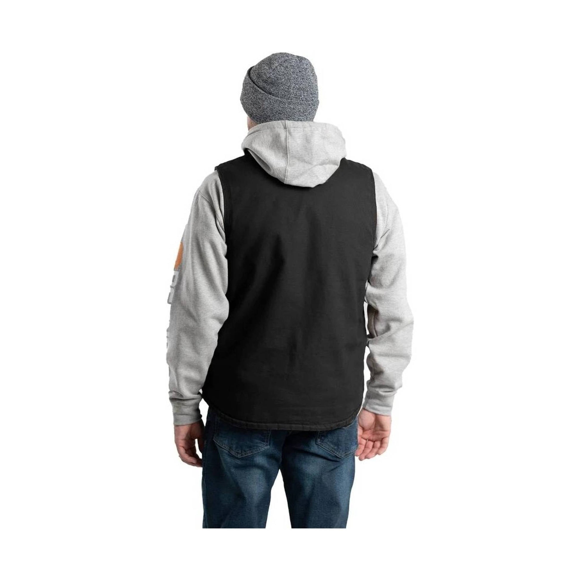 Berne Men's Heartland Sherpa-Lined Washed Duck V-Neck Vest - Black by Lenny's Shoe & Apparel
